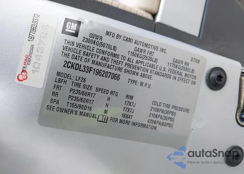 2009 Pontiac Torrent из США, поврежденный, VIN 2CKDL33F196207066